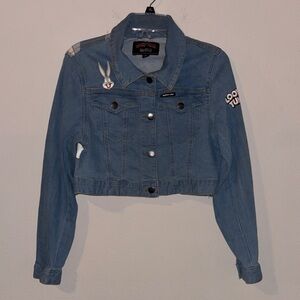Members Only and Looney Tunes Bugs Bunny Cropped Denim Jacket Size Medium